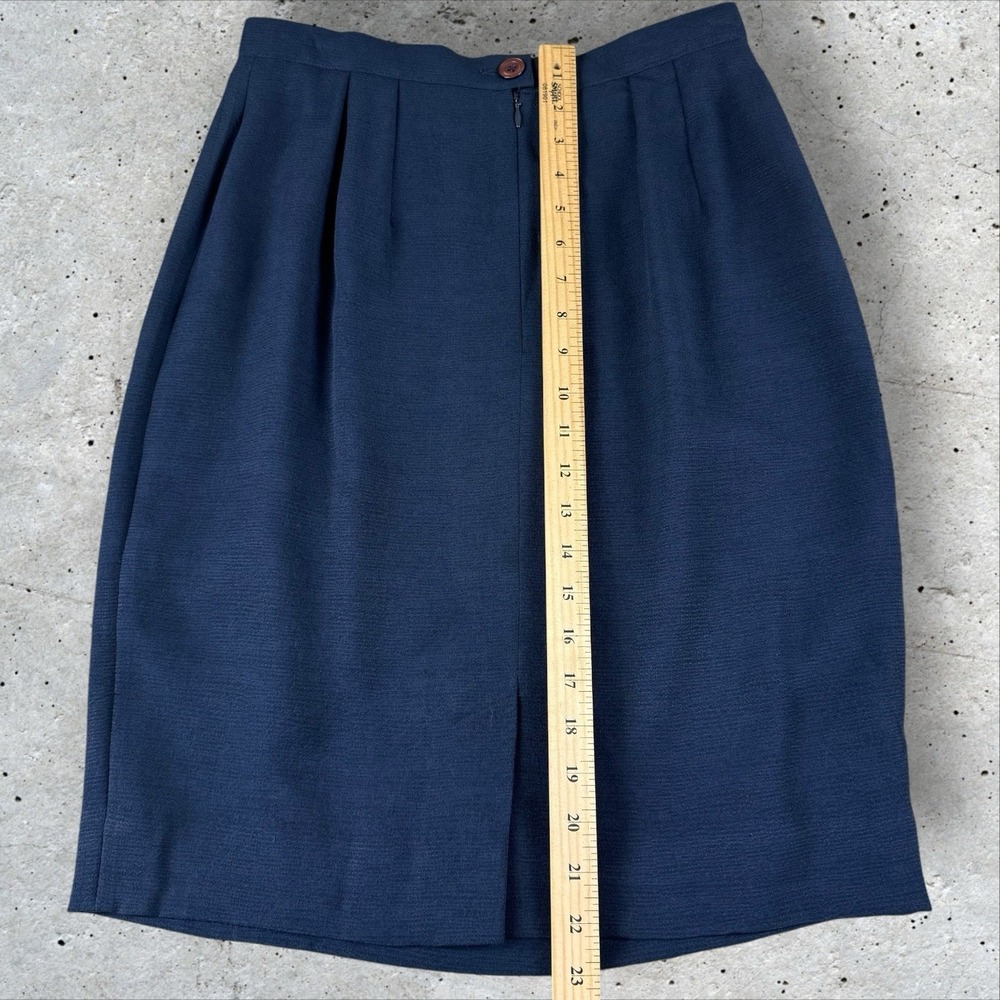 Vtg Karl Lagerfeld France Navy Blue Pencil A-Line Skirt‎ Sz 40 US 8 - Picture 5 of 5